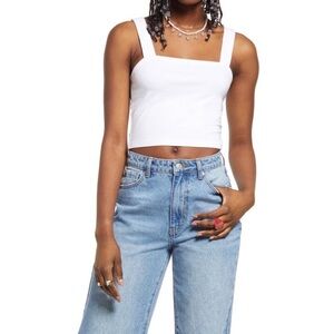 Nwt | BP Square Neck Organic Cotton Blend Crop Tank in White Size Small & Medium